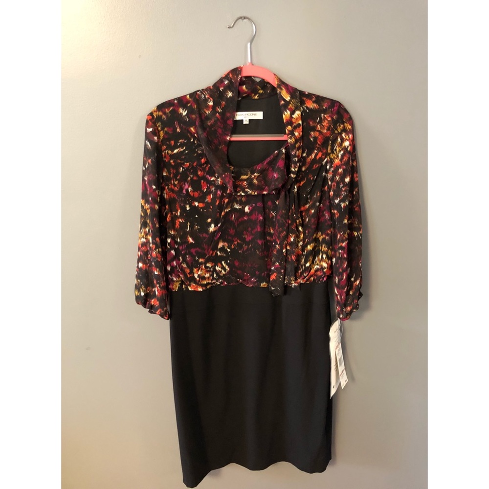 Evan Picone Purple, Orange and Black Pencil Dress